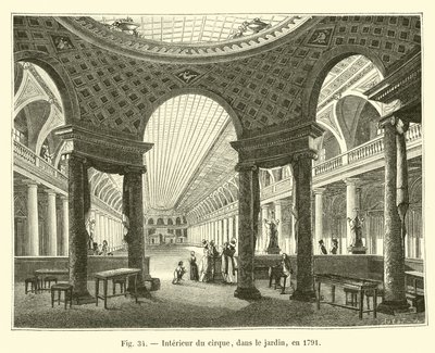 Interior do circo, no jardim, em 1791 de French School