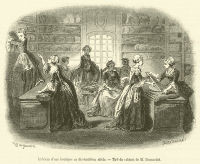 Interior de uma loja no século XVIII (gravura) de French School
