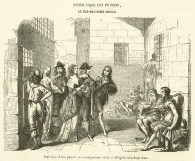 Interior de uma prisão no século XVII (gravura) de French School