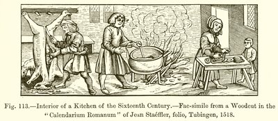 Interior, de, um, cozinha, de, a, décimo sexto século de French School
