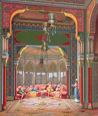 Interior de um harém na Turquia, c.1880 de French School