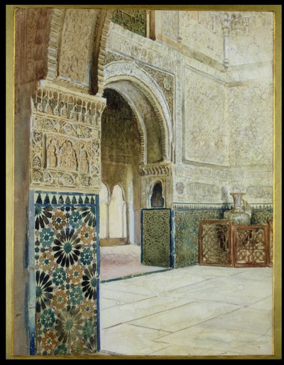 Interior da Alhambra, Granada (wc) de French School