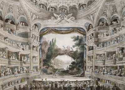 Interior do Comedie Francaise Theatre em 1791, depois de uma aguarela original de French School