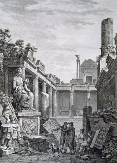 Interior dos Banhos Romanos, Nimes, de Antiguidades da França: Vol. I, Monumentos de Nimes de French School
