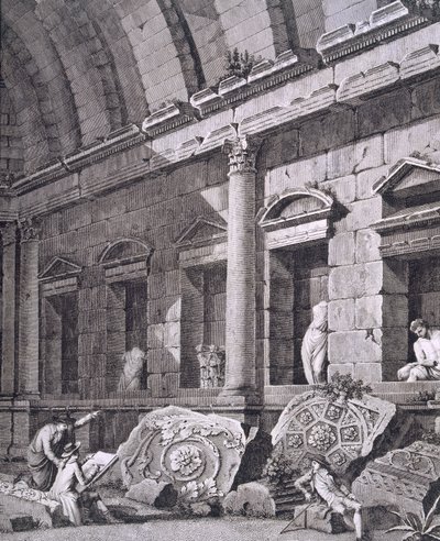 Interior do Templo de Diana, Nimes, de Antiguidades da França: Vol. I, Monumentos de Nimes de French School