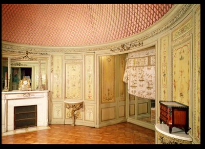 Interior do banheiro decorado com painéis de Christophe Huet (d.1759) de French School