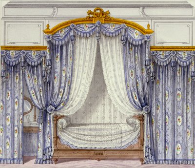 Interior, mostrando, mobília, de, um, francês, periódico, 1850s de French School
