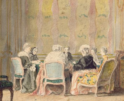 Interior com Cartas Femininas, 1770 (wc no papel) de French School