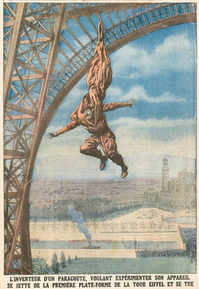 Inventor de um pára-quedas salta da Torre Eiffel de French School