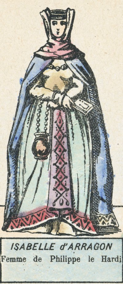 Isabelle de Arragon, Esposa de Filipe o Negrito (gravura colorida) de French School