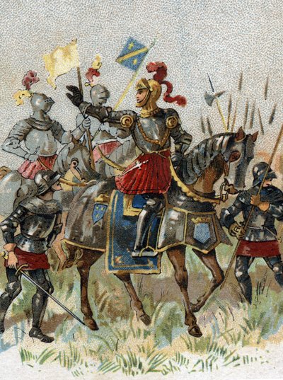 Guerras italianas: Luís XII (1462-1515), Rei de França, na Batalha de Agnadel (Milão), na Itália, em 14 de Maio de 1509. Cromolitografia. de French School