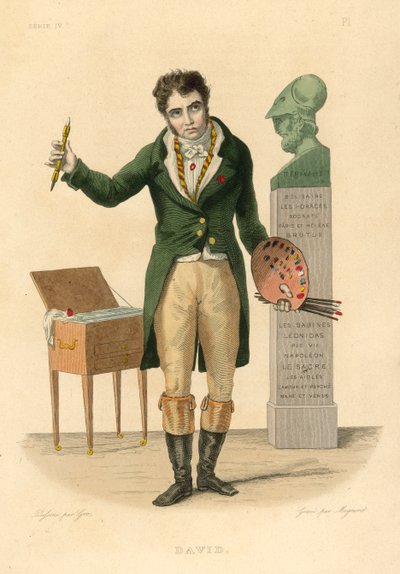 Jacques-Louis David (gravura a cores) de French School