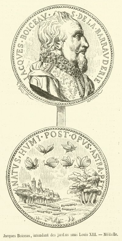 Jacques Boiceau, mordomo dos jardins sob Louis XIII, Medalha (gravação) de French School