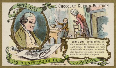 James Watt, engenheiro e inventor escocês (chromolitho) de French School