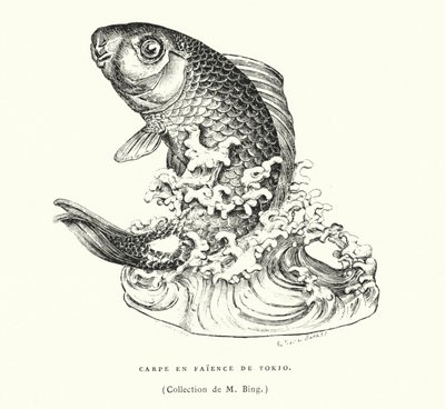 Carpa de faiança japonesa (gravura) de French School