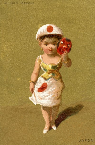 Menina japonesa, de uma série de ilustrações de crianças de diferentes países, produziu como cartões promocionais para a loja de departamentos Bon Marché em Paris, c.1890 de French School