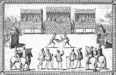 O golpe de Jarnac: Duelo de Guy Chabot de Jarnac e François de Vivonne de la Chataignerie perante o Tribunal de Saint-Germain-en-Laye de French School