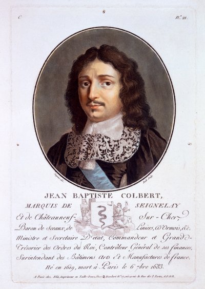 Jean-Baptiste Colbert, Marquês de Seignelay, de Retratos de grandes homens, mulheres ilustres e temas memoráveis da França, publicado em 1787-92. de French School