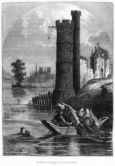 Jean Buridan escapando da Torre de Nesle, segunda metade do século XIX de French School