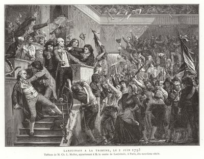 Jean Denis, conde Lanjuinais, na tribuna da Convenção, Revolução Francesa, 2 de junho de 1793 de French School