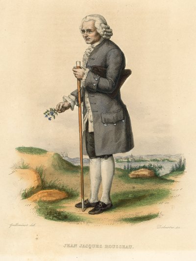 Jean Jacques Rousseau (gravura a cores) de French School