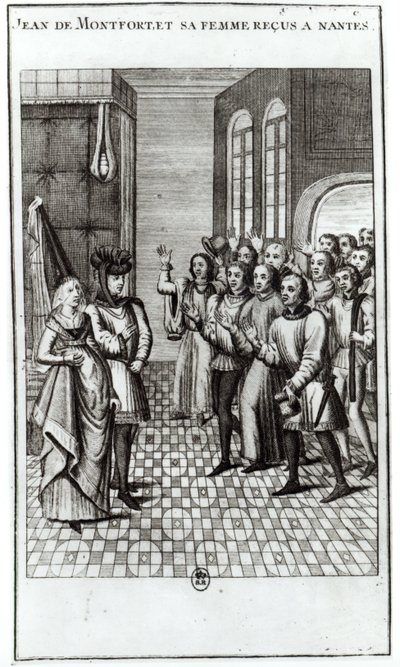 Jean de Bretagne (1293-1345) Conde de Montfort, e sua esposa sendo bem-vinda em Nantes de French School