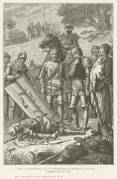 Jean de Montfort descobrindo o corpo de Charles de Blois depois da batalha de Auray, 1364 de French School