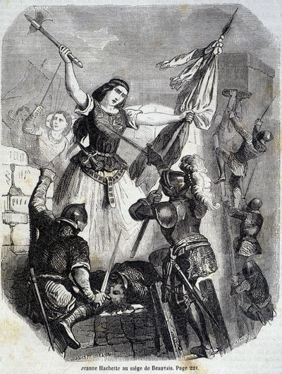 Jeanne Hachette em Beauvais em 1472 - no "Histoire de France" de L.-P. Anquetil de French School