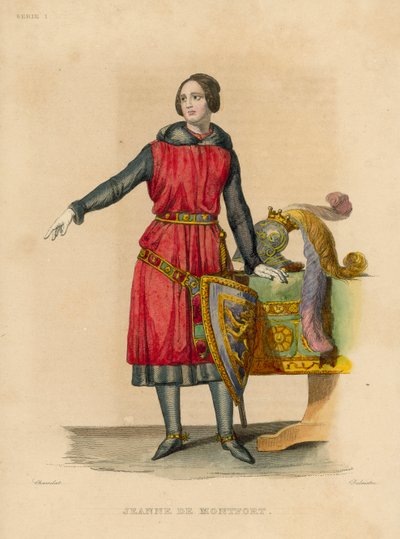Jeanne de Montfort (gravura a cores) de French School