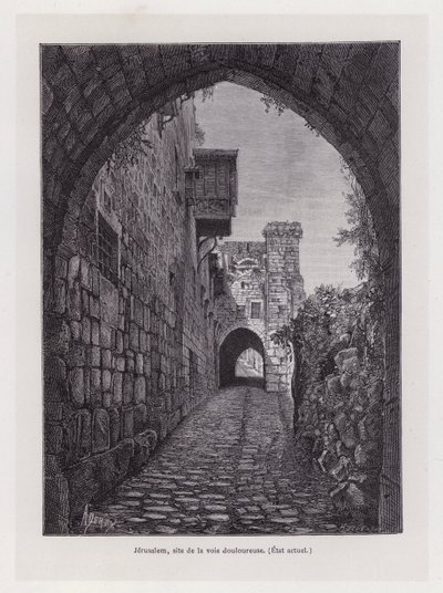 Jerusalém, local do caminho doloroso, estado actual (gravura) de French School