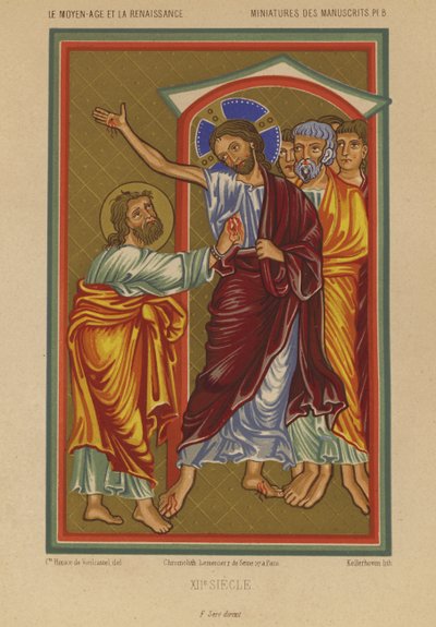 Jesus Cristo carregando as feridas da crucificação (chromolitho) de French School