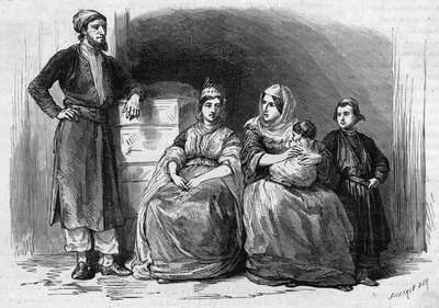 População judia de Tetouan (Tetuan) em Marrocos: membros de uma família judaica de French School