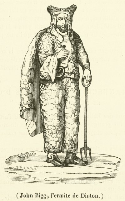 John Bigg, o eremita de Dinton (gravura) de French School