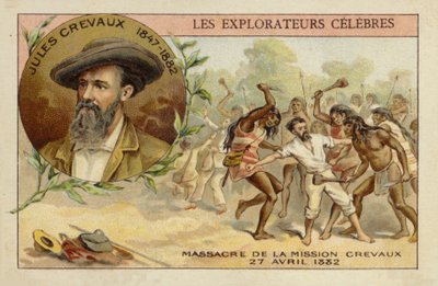 Jules Crevaux (1847-1882) nas margens do Rio Pilcomayo na Argentina em 27 de abril de 1882 de French School