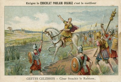 Julius Caesar cruzando o Rubicão, 49 aC de French School