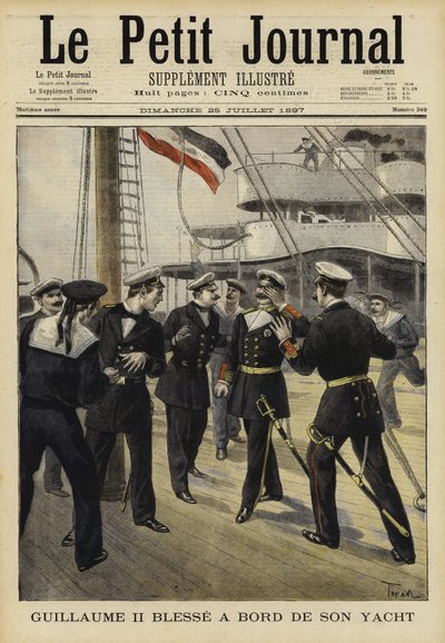 Kaiser Wilhelm II da Alemanha ferido a bordo de seu iate, 1897 de French School