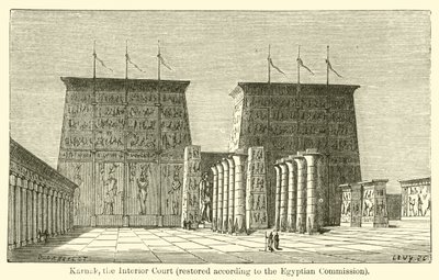 Karnak, o Tribunal do Interior, restaurado segundo a Comissão Egípcia (gravura) de French School