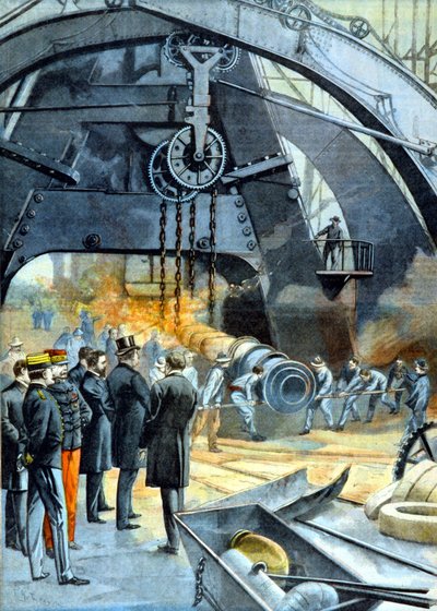 Rei Carlos I (Carlos I de Portugal) no Ateliers du Creusot em "Le Peute Parisien" de 26/02/1899 de French School