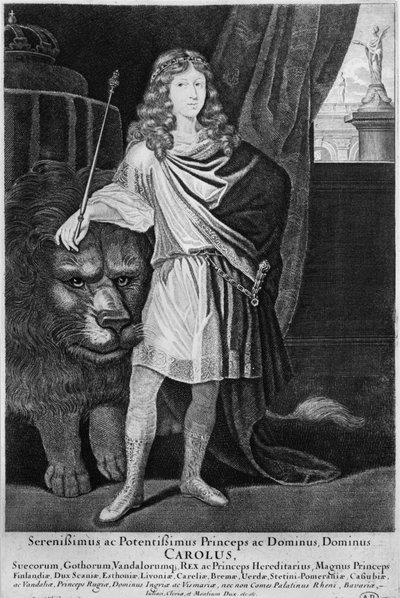 Rei Carlos XII (1682-1718) da Suécia, final do século XVII de French School
