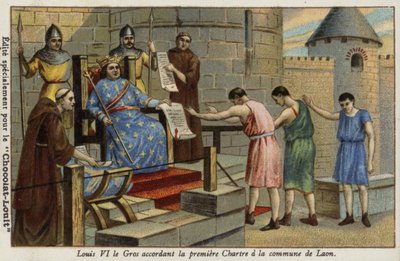 Rei Louis VI da França, concedendo o primeiro charter à cidade de Laon, 1128 de French School