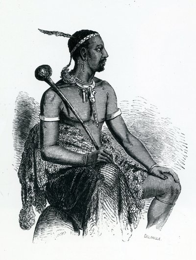 Rei Moshoeshoe I (c.1786-1870) 1833 (gravura) de French School