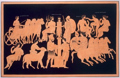 Rei Oenomaus, Hippodamia e deuses do Olimpo, publicados em 1808-10 de French School