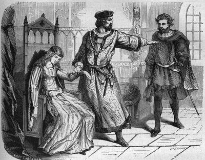 Rei Filipe VI de França (Philippe de Valois) (1293 - 1350) e sua esposa Blanche de Navarra (v. 1333-1398). Gravação em "A história da prostituição e do deboche entre todos os povos do mundo desde a antiguidade até aos dias de hoje" pelo Dr. Th. -F. Debraqu de French School