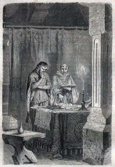 Rei de França Carlos V, o Sábio (1338 - 1380) consultou as chupetas. Gravação em "História dos Papas (...) Crimes da Rainha Rei e Imperadores através dos séculos" por Maurice Lachatre de French School