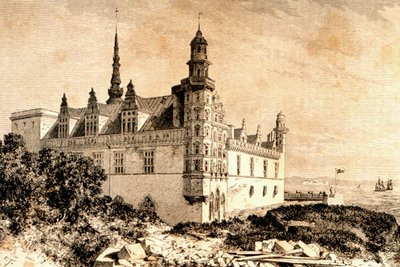 Castelo de Kronborg, Hillerod, Dinamarca, década de 1850, do `The World Tour, publicado em Paris, na década de 1860 de French School