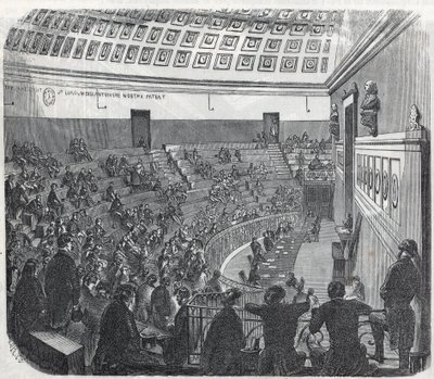 A Escola de Medicina em Paris - o grande anfiteatro - Gravura em "Tableau-de-Paris" de Edmond Texier 1852 de French School