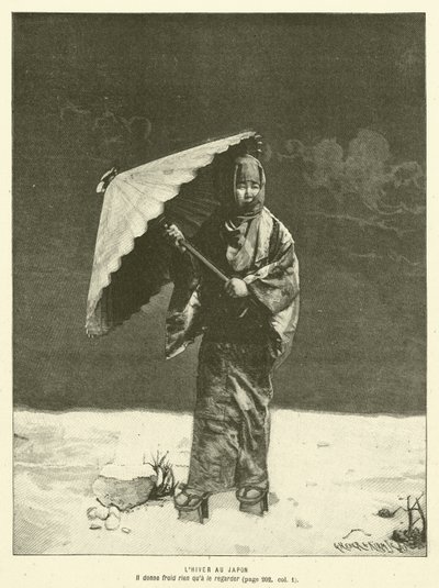 Inverno no Japão (gravura) de French School