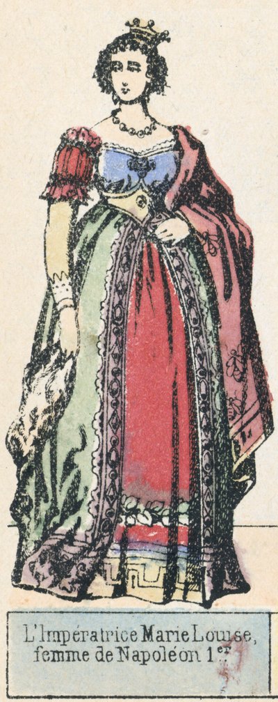 A Imperatriz Marie Louise, esposa de Napoleão I (gravura colorida) de French School