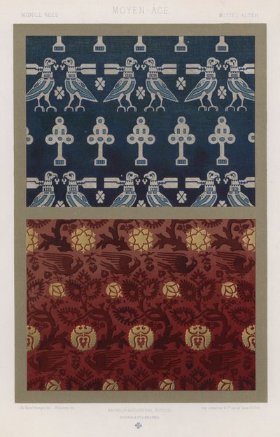 Ornamentação de tecidos: Idade Média, Idade Média, Idade Média (cor litho) de French School