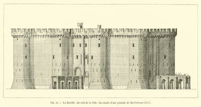 A Bastilha, no lado da cidade, fac-símile de uma placa de Du Cerceau, 1575 de French School